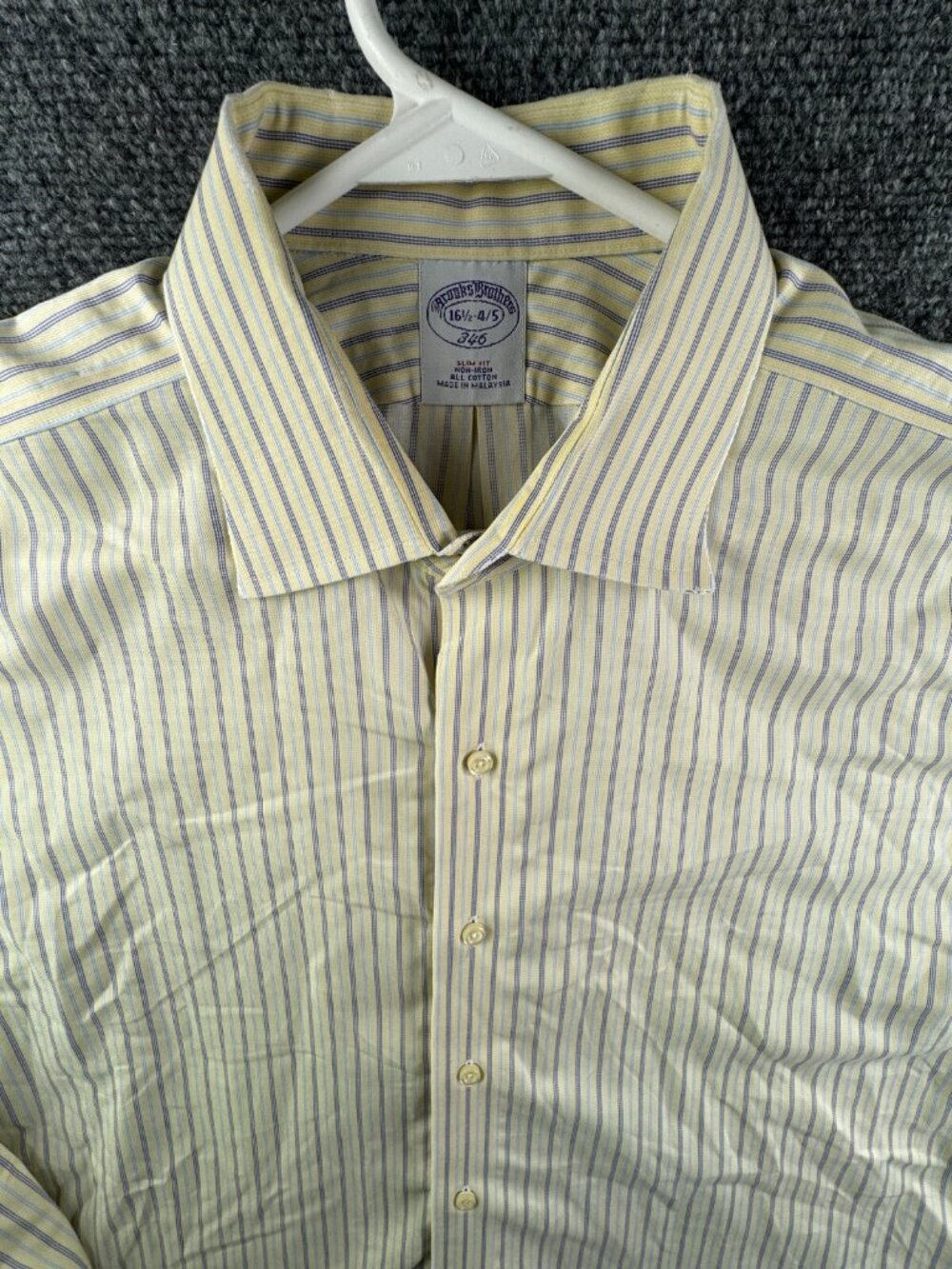 Brooks Brothers Button Up Long Sleeve Cotton Yellow Striped 16.5 34/35 Slim Men